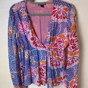 Lucky Brand Printed Open Blouse